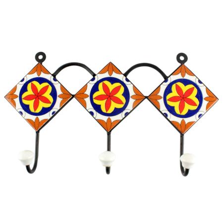 Orange Flower Ceramic Tile Hook Online